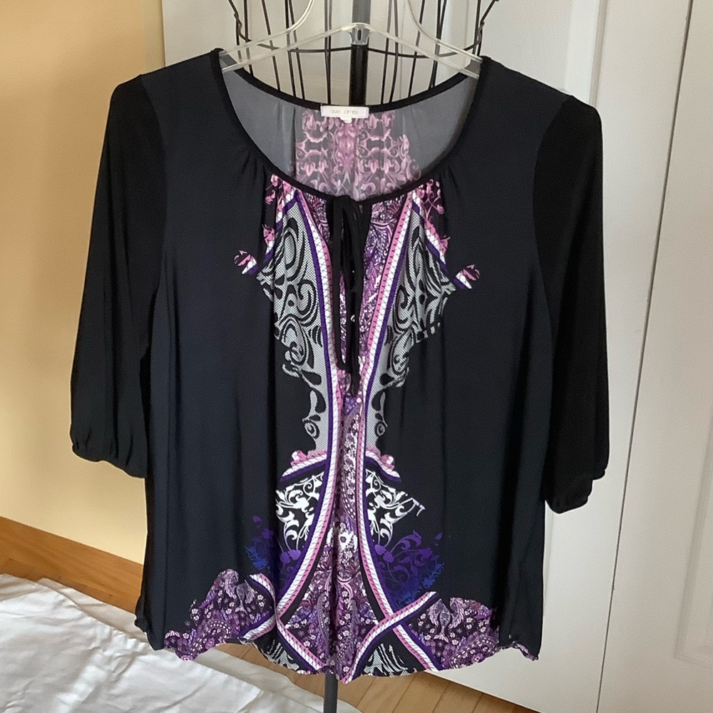 Chic Black Pink and Purple Women's Blouse